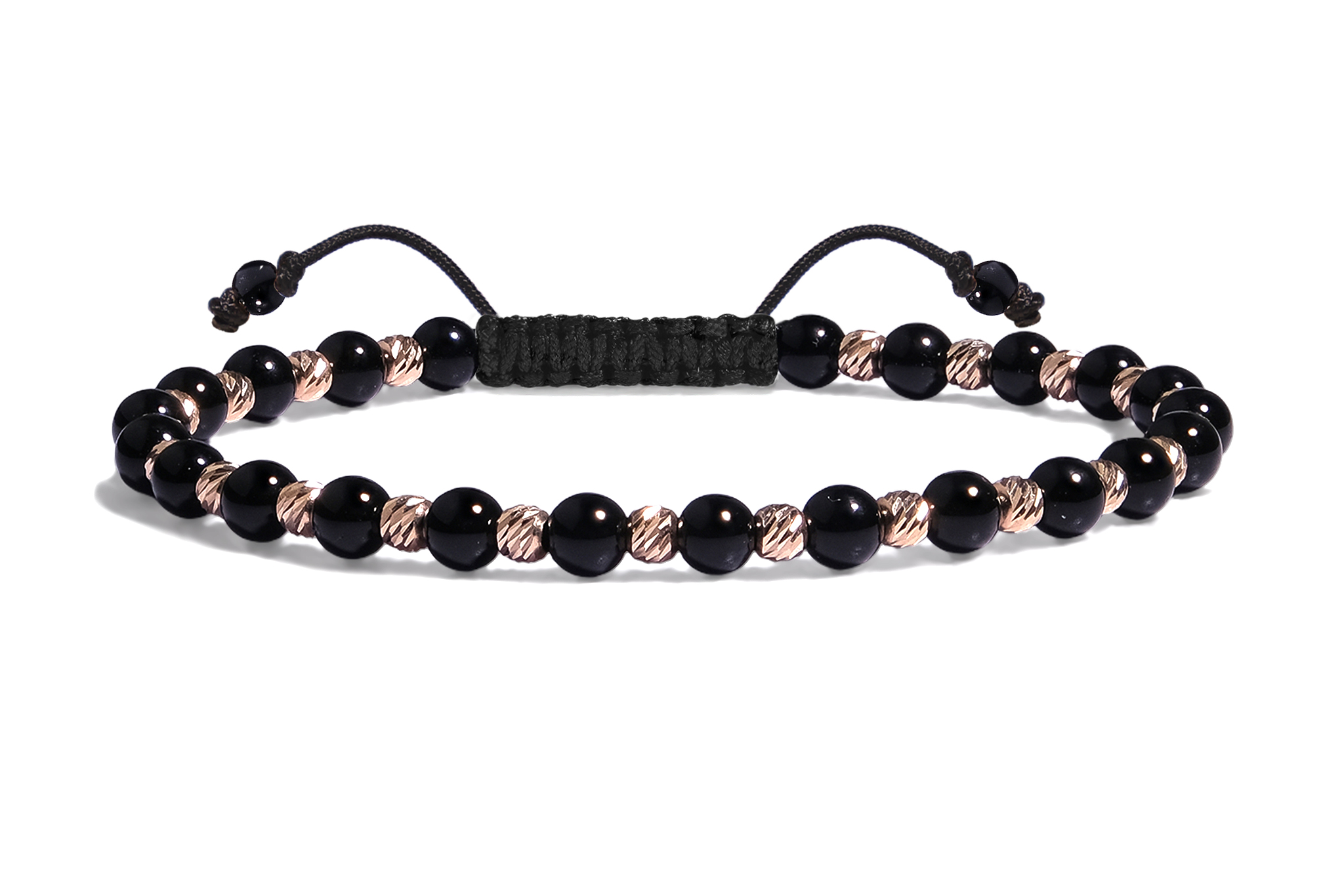 Bratara Pardo realizată cu pietre semipretiose Onix 4 mm și bile de Aur 585 14K