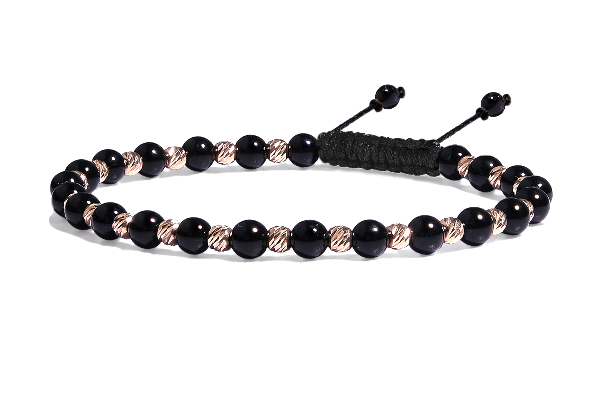 Bratara Pardo realizată cu pietre semipretiose Onix 4 mm și bile de Aur 585 14K - imagine 2