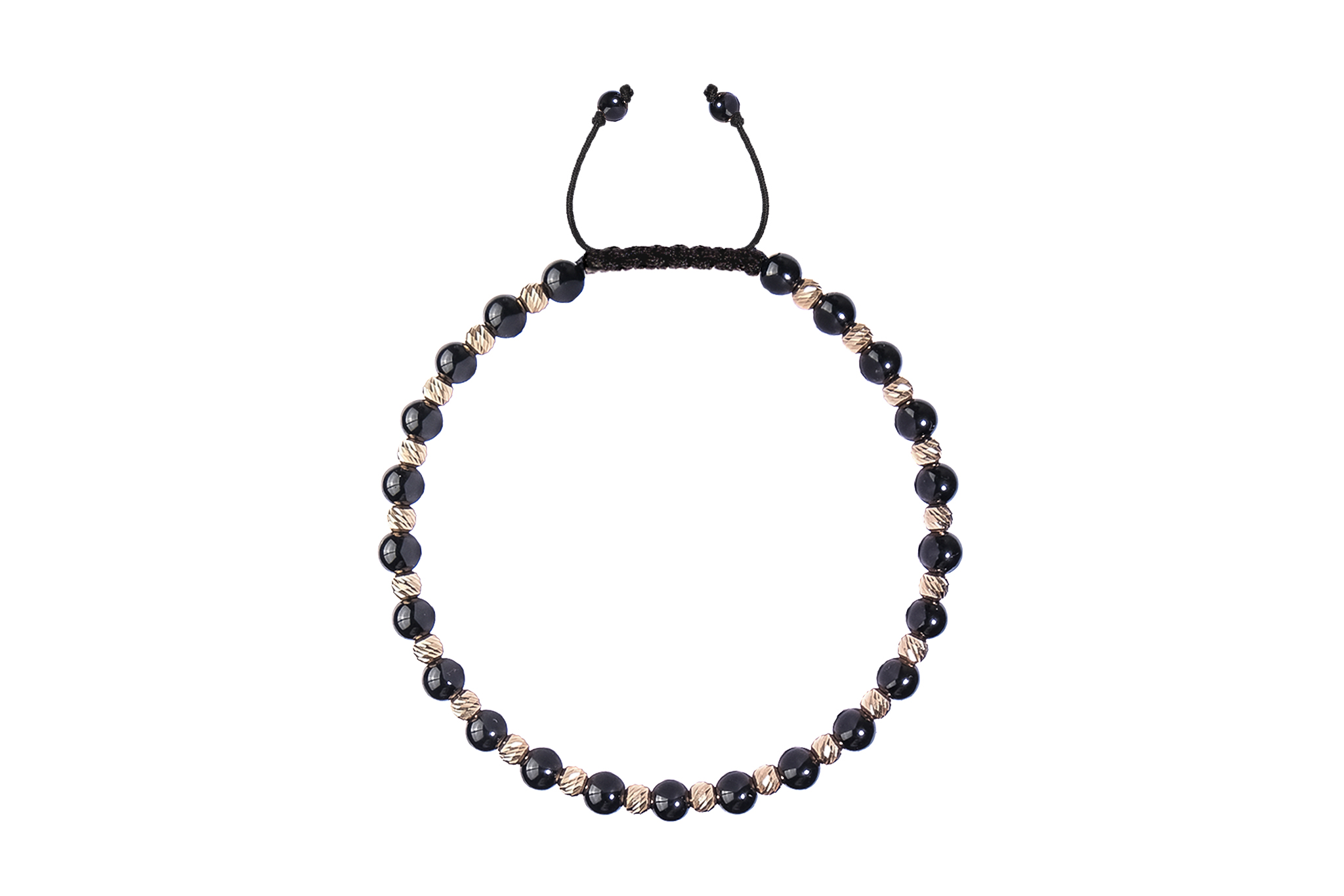 Bratara Pardo realizată cu pietre semipretiose Onix 4 mm și bile de Aur 585 14K - imagine 3