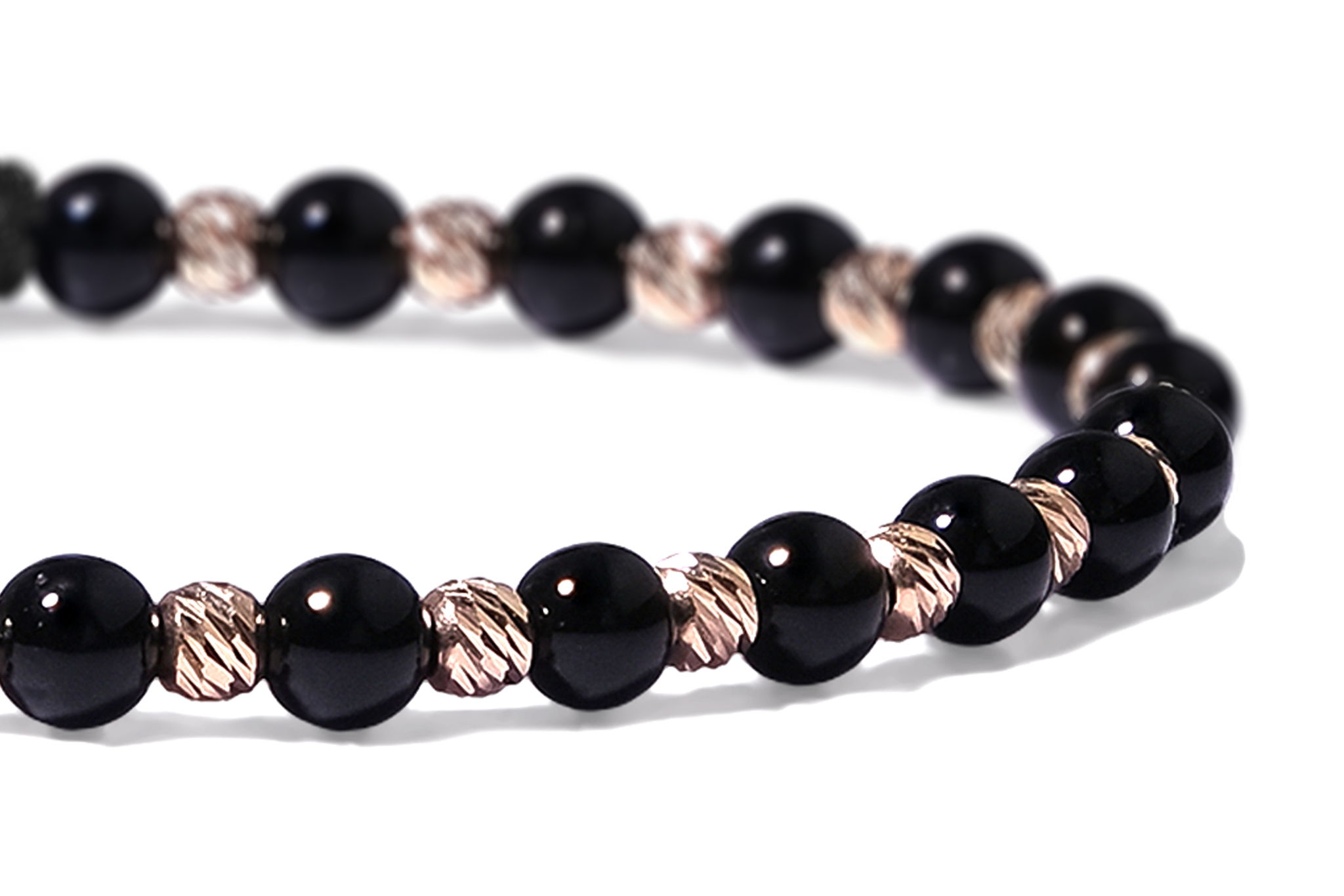 Bratara Pardo realizată cu pietre semipretiose Onix 4 mm și bile de Aur 585 14K - imagine 4