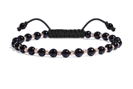 Bratara  Pardo realizată cu pietre semipretiose Onix 4 mm și bile de Aur 585 14K