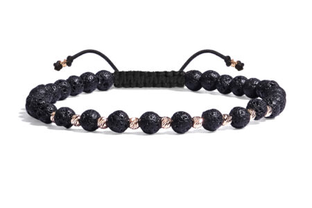 Bratara  Pardo realizată cu Lava Stone 4 mm și bile de Aur 585 14K