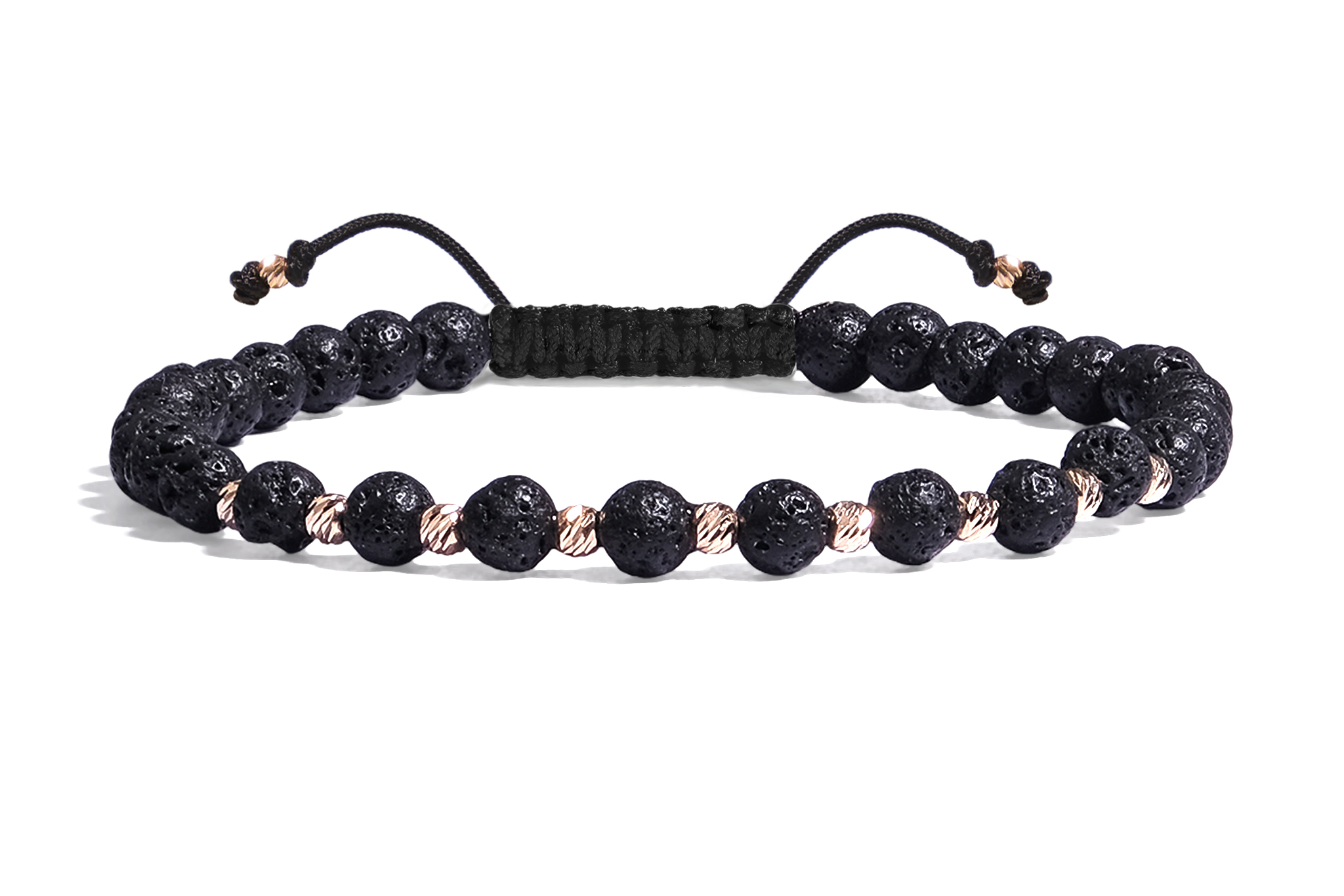 Bratara Pardo realizată cu Lava Stone 4 mm și bile de Aur 585 14K