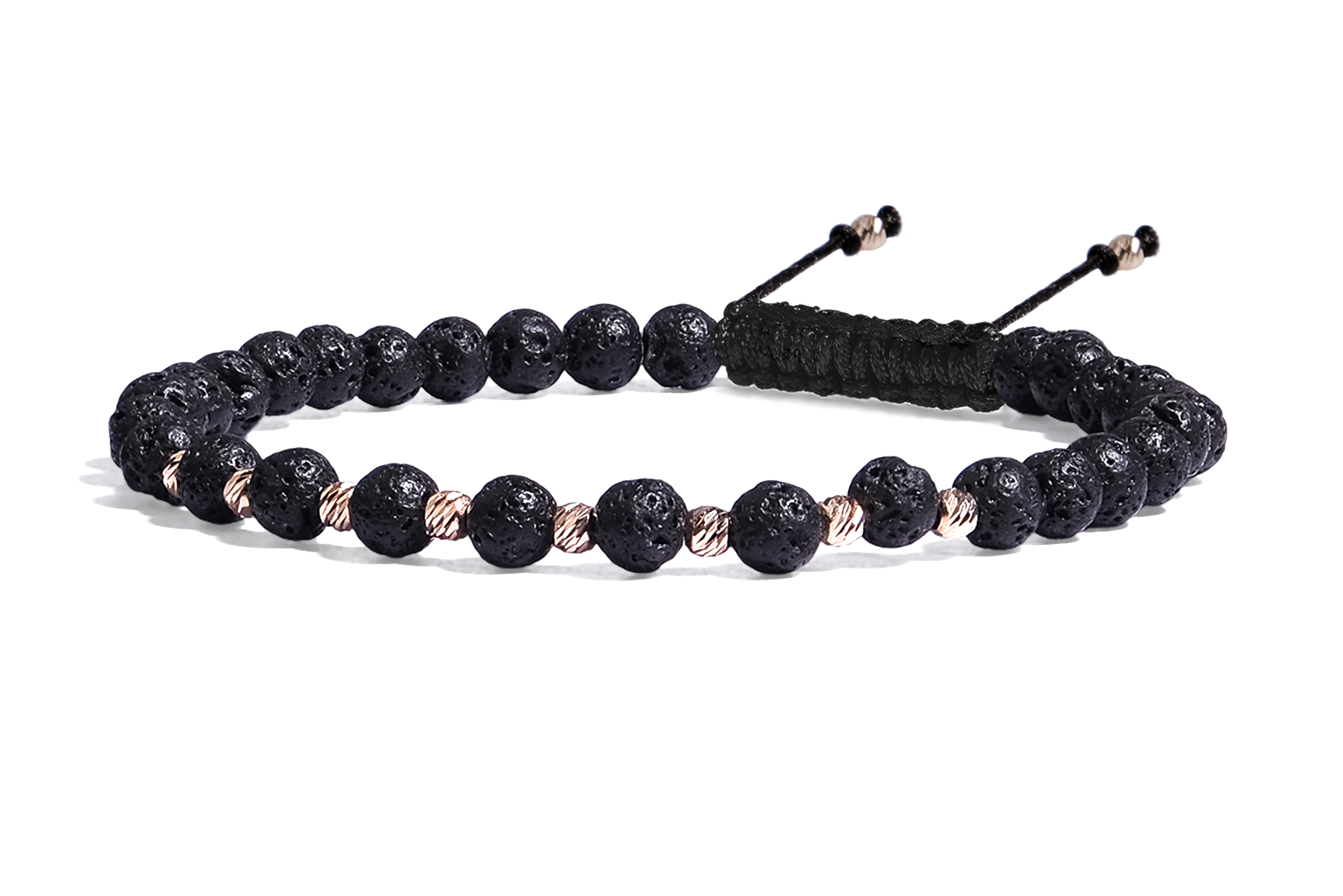 Bratara Pardo realizată cu Lava Stone 4 mm și bile de Aur 585 14K - imagine 2