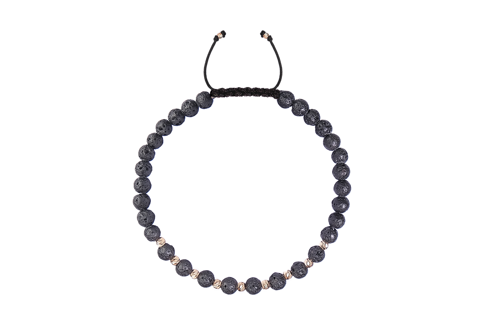 Bratara Pardo realizată cu Lava Stone 4 mm și bile de Aur 585 14K - imagine 3