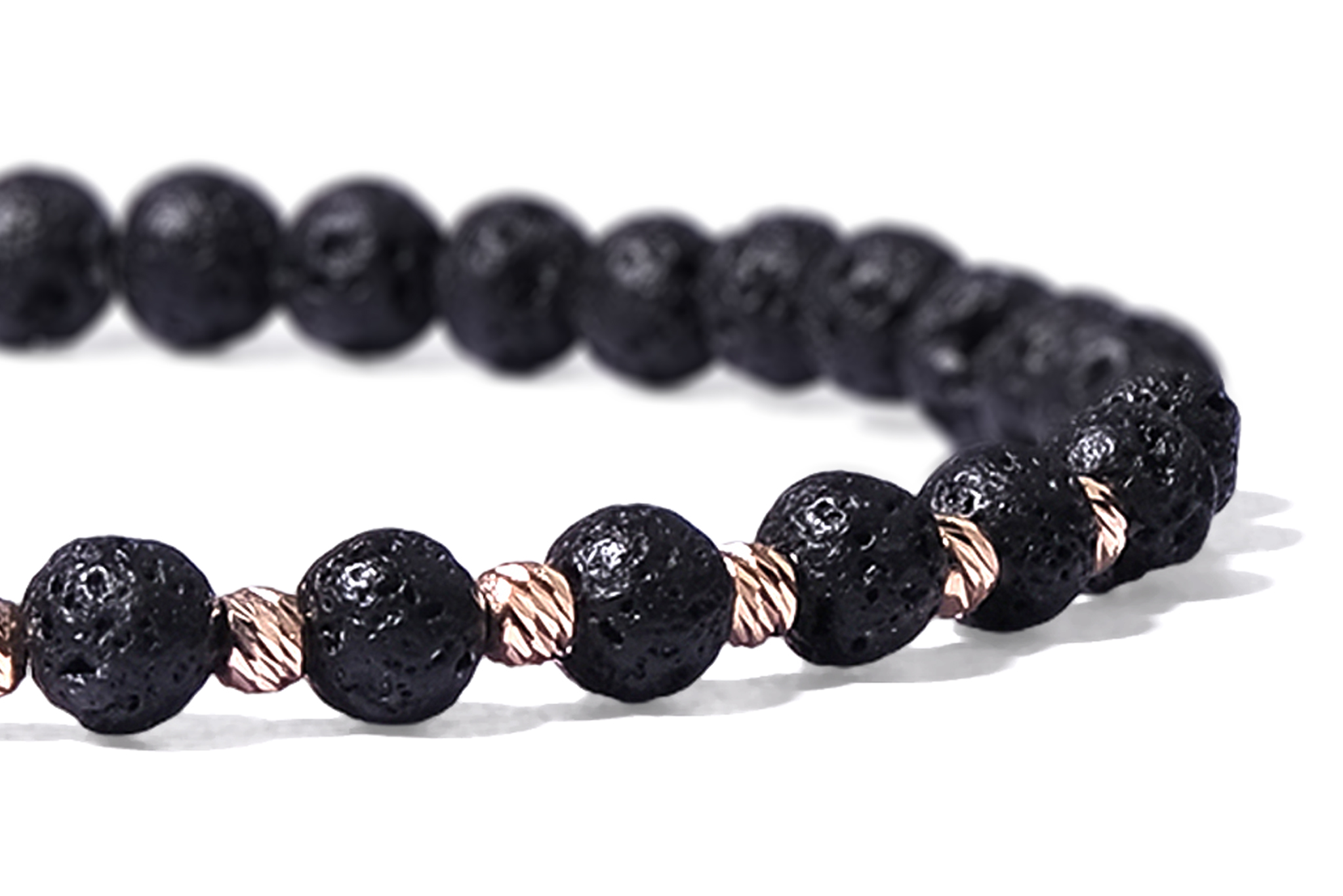 Bratara Pardo realizată cu Lava Stone 4 mm și bile de Aur 585 14K - imagine 4