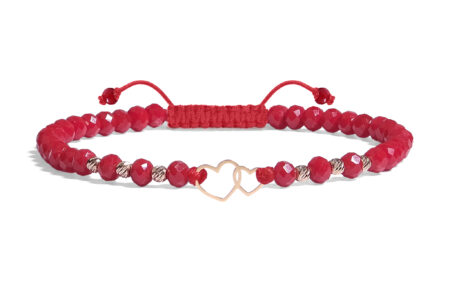 Bratara  Pardo realizata cu Cristale Sticla, Charm Inimi și bile de Aur 585 14K