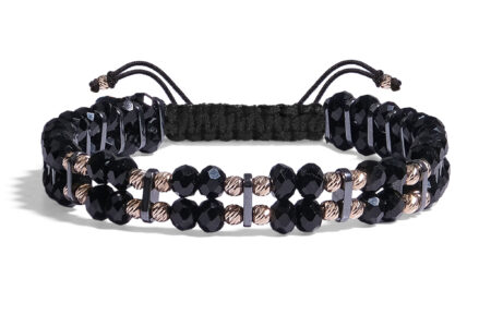 Bratara Pardo realizată cu Cristale Sticla, Hematit și Sfere de Aur 585 14K