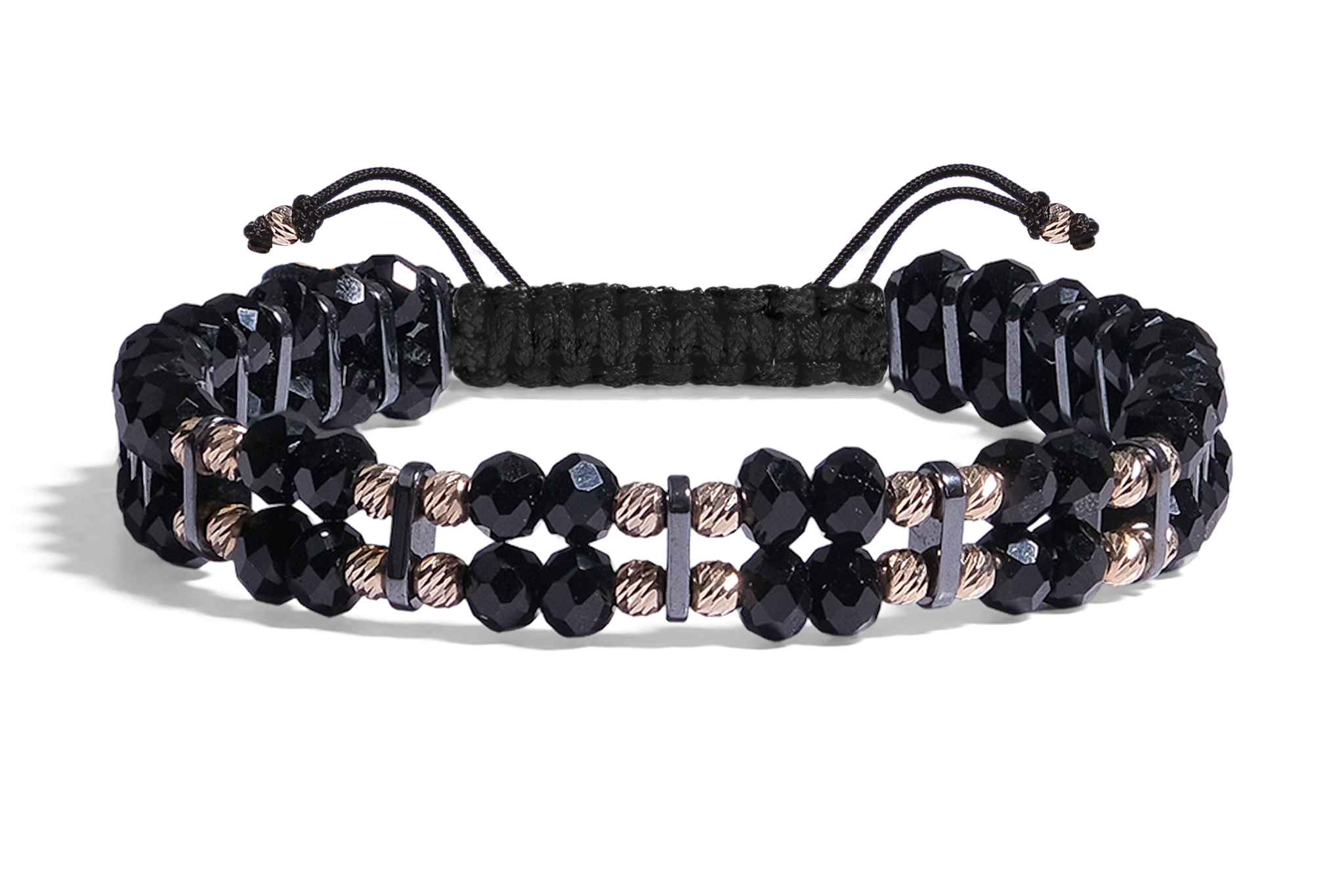 Bratara Pardo realizată cu Cristale Sticla, Hematit și Sfere de Aur 585 14K