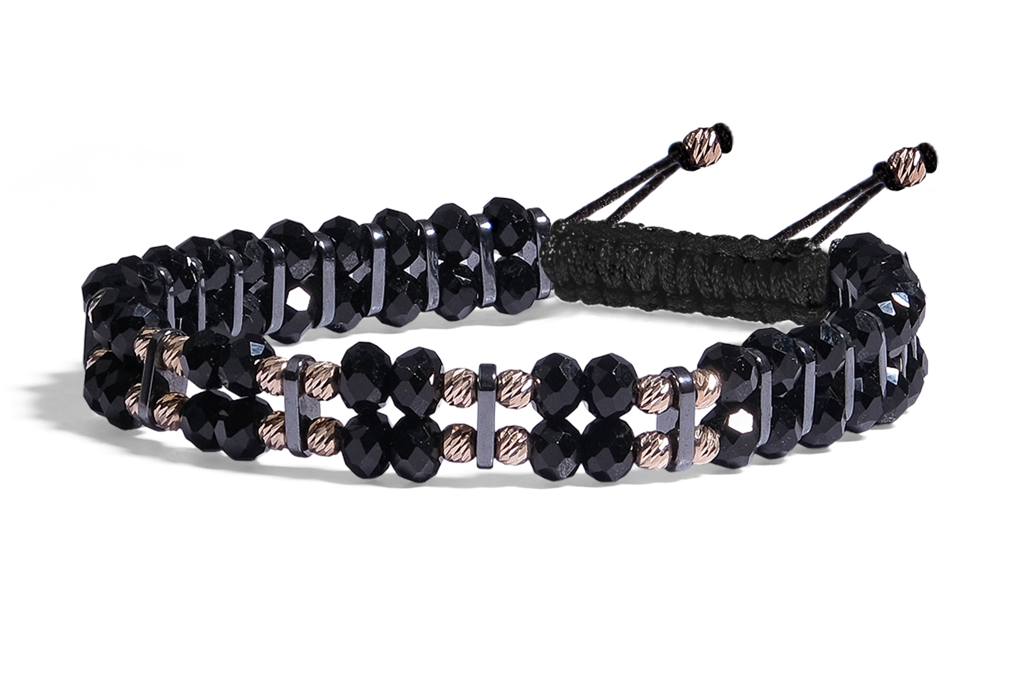 Bratara Pardo realizată cu Cristale Sticla, Hematit și Sfere de Aur 585 14K - imagine 2