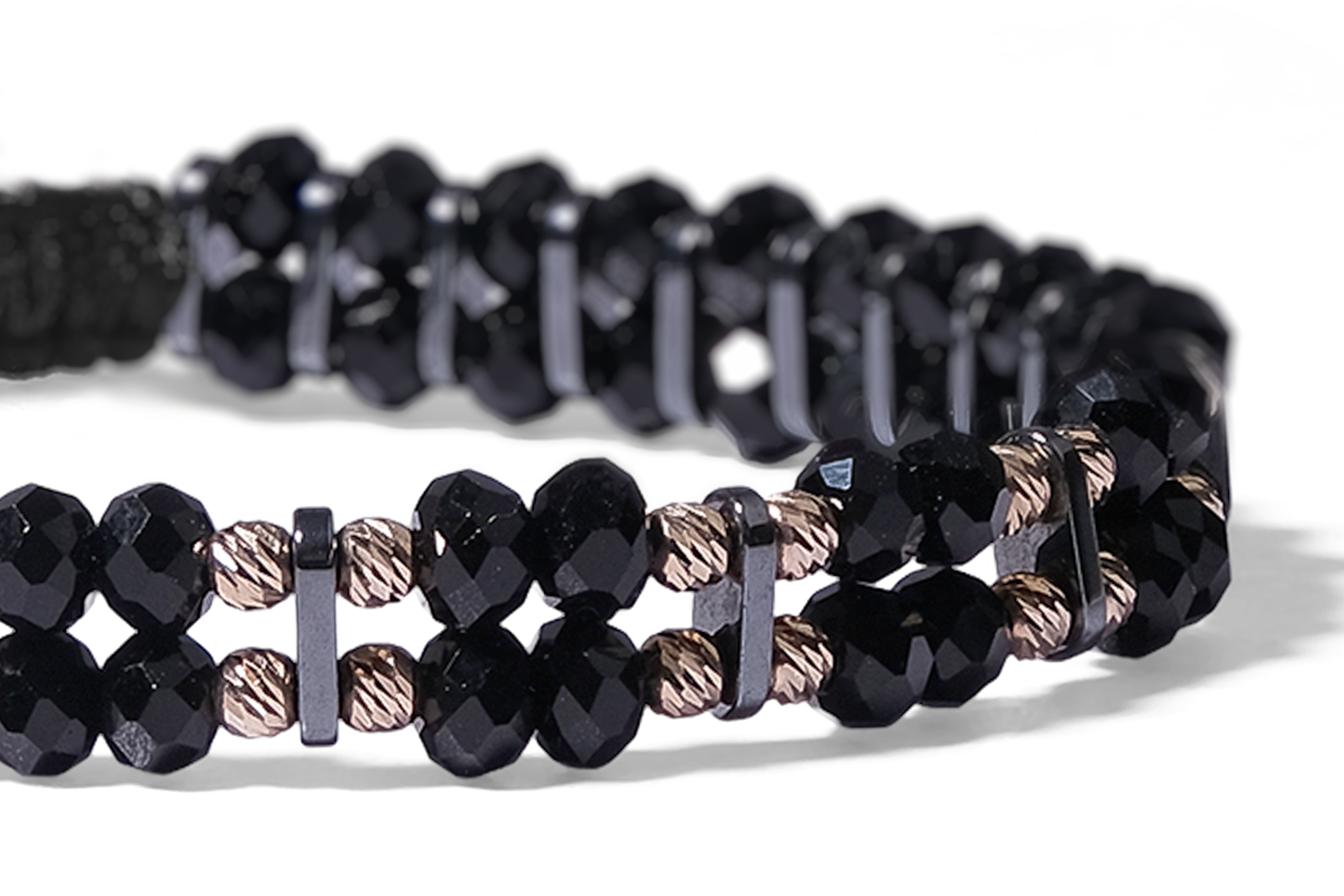 Bratara Pardo realizată cu Cristale Sticla, Hematit și Sfere de Aur 585 14K - imagine 4