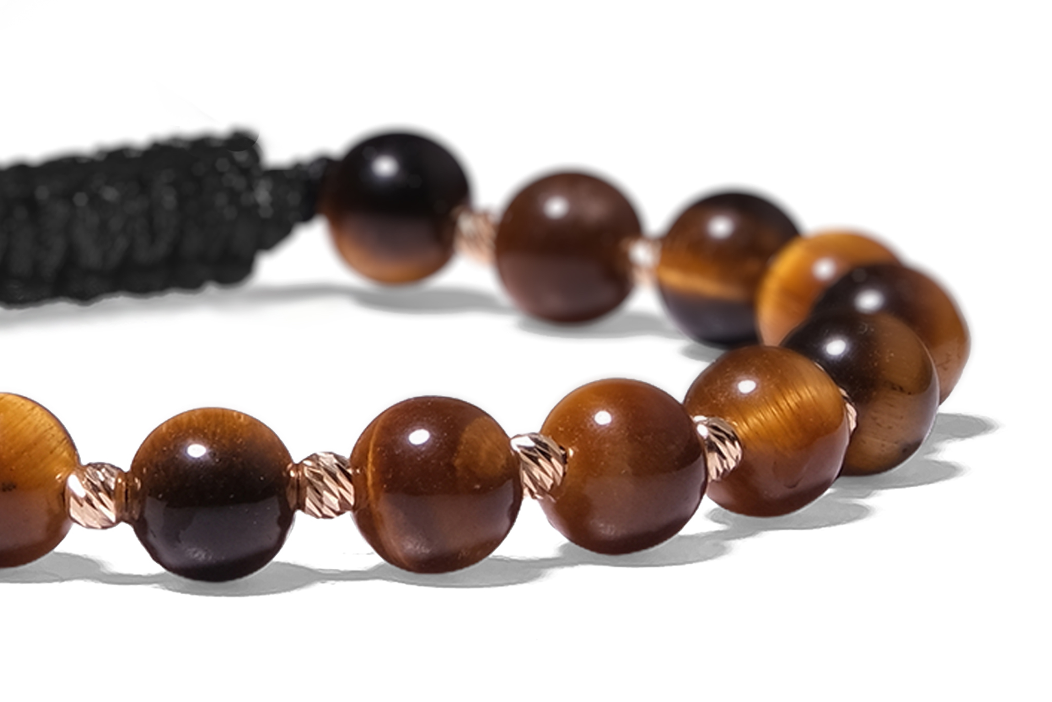 Brățară cu șnur Pardo realizată cu pietre semiprețioase Ochi de Tigru si bile de Aur 585 14K - imagine 4