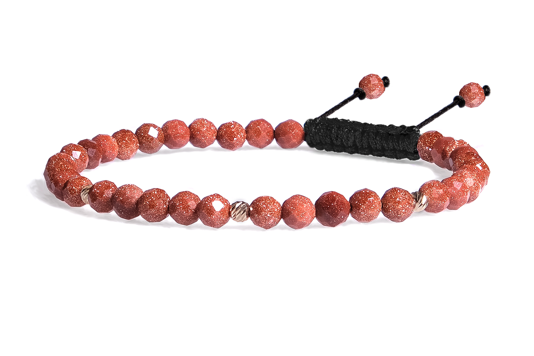 Bratara snur Pardo realizata cu Piatra Soarelui Maro si Sfere striate din Aur 585 de 14 Karate - imagine 2