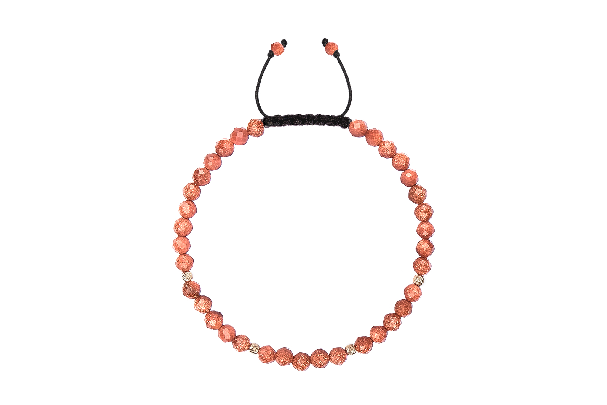 Bratara snur Pardo realizata cu Piatra Soarelui Maro si Sfere striate din Aur 585 de 14 Karate - imagine 3