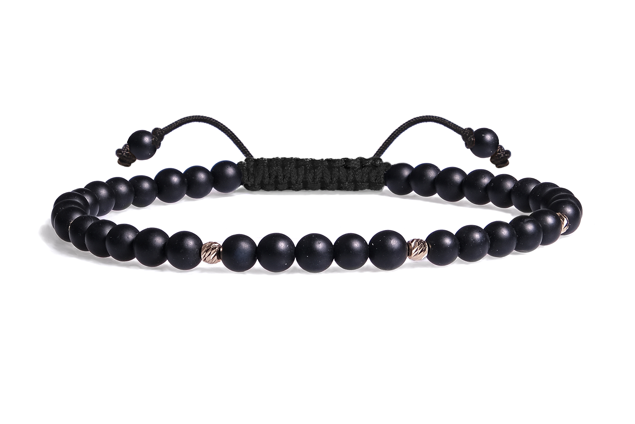 Bratara snur Pardo realizata cu Onix si Sfere striate din Aur 585 de 14 Karate