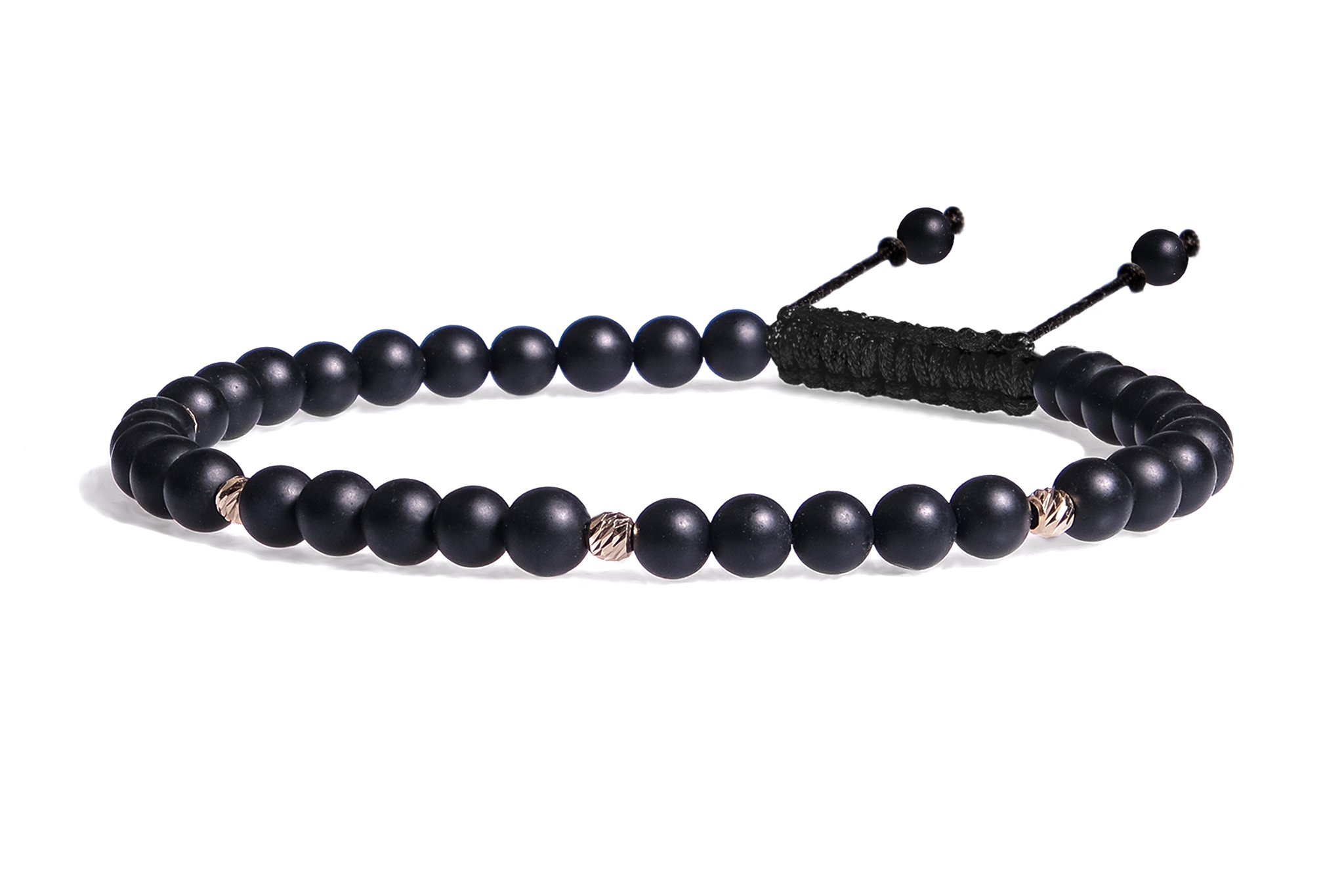 Bratara snur Pardo realizata cu Onix si Sfere striate din Aur 585 de 14 Karate - imagine 2