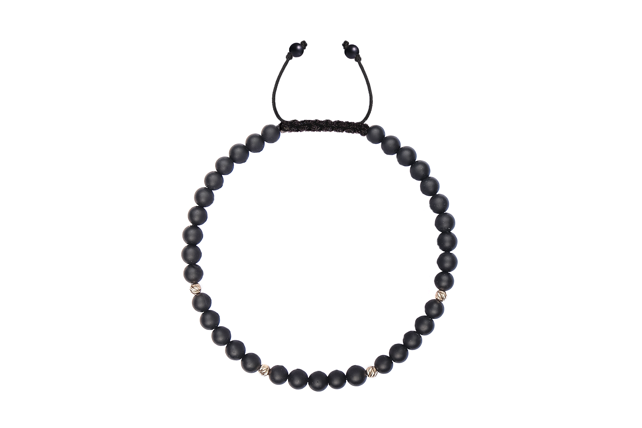 Bratara snur Pardo realizata cu Onix si Sfere striate din Aur 585 de 14 Karate - imagine 3