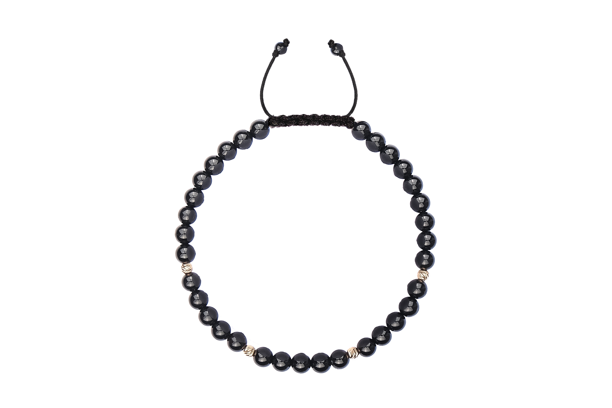 Bratara snur Pardo realizata cu Onix Lucios si Sfere striate din Aur 585 de 14 Karate - imagine 3