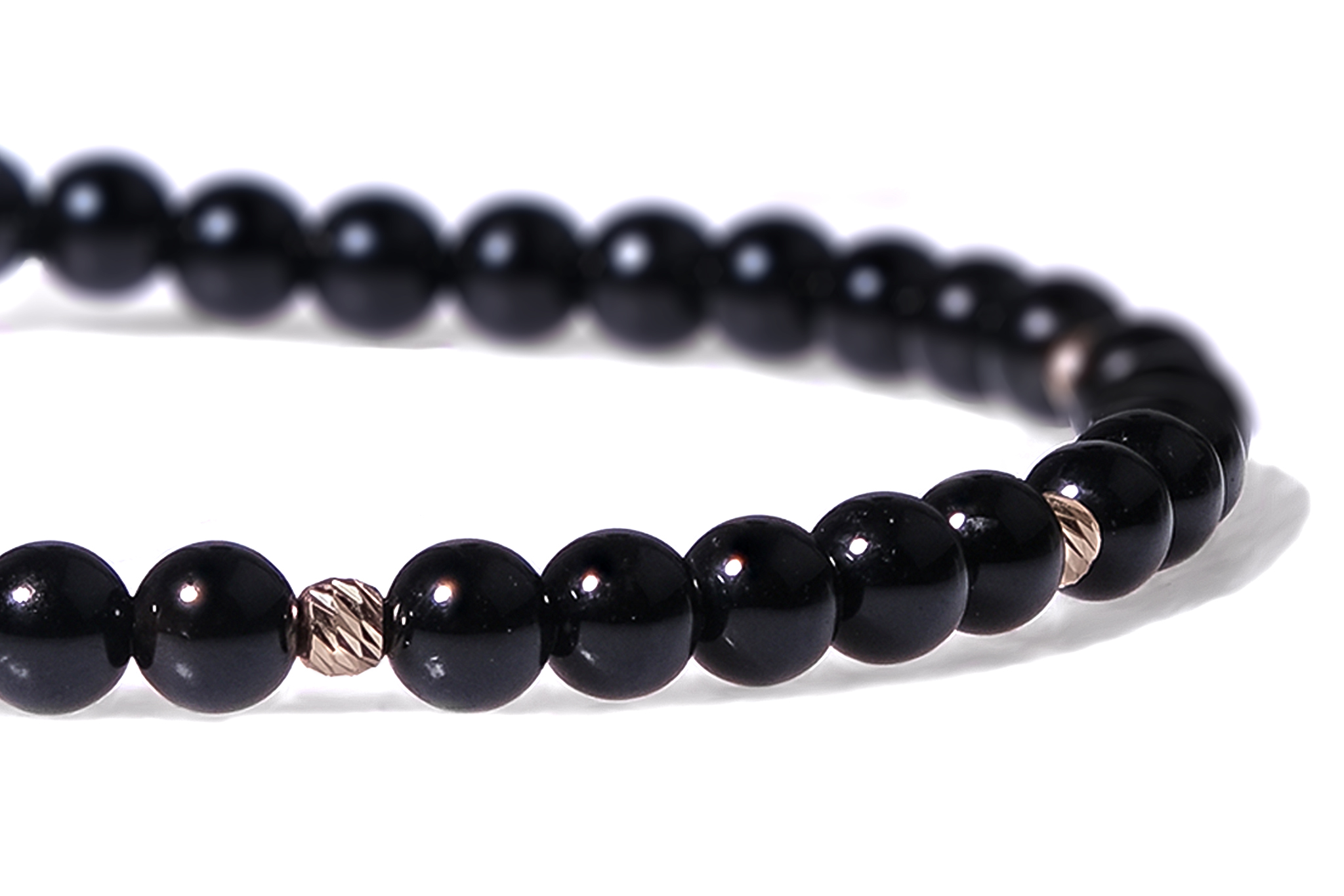 Bratara snur Pardo realizata cu Onix Lucios si Sfere striate din Aur 585 de 14 Karate - imagine 4