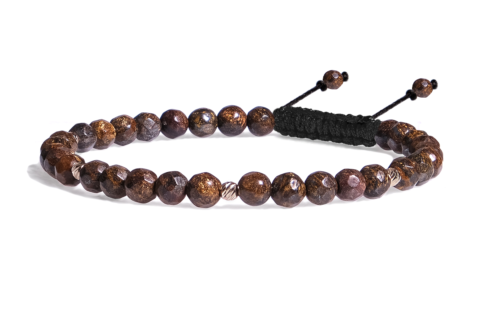 Bratara snur Pardo realizata cu Bronzit Maro si Sfere striate din Aur 585 de 14 Karate - imagine 2