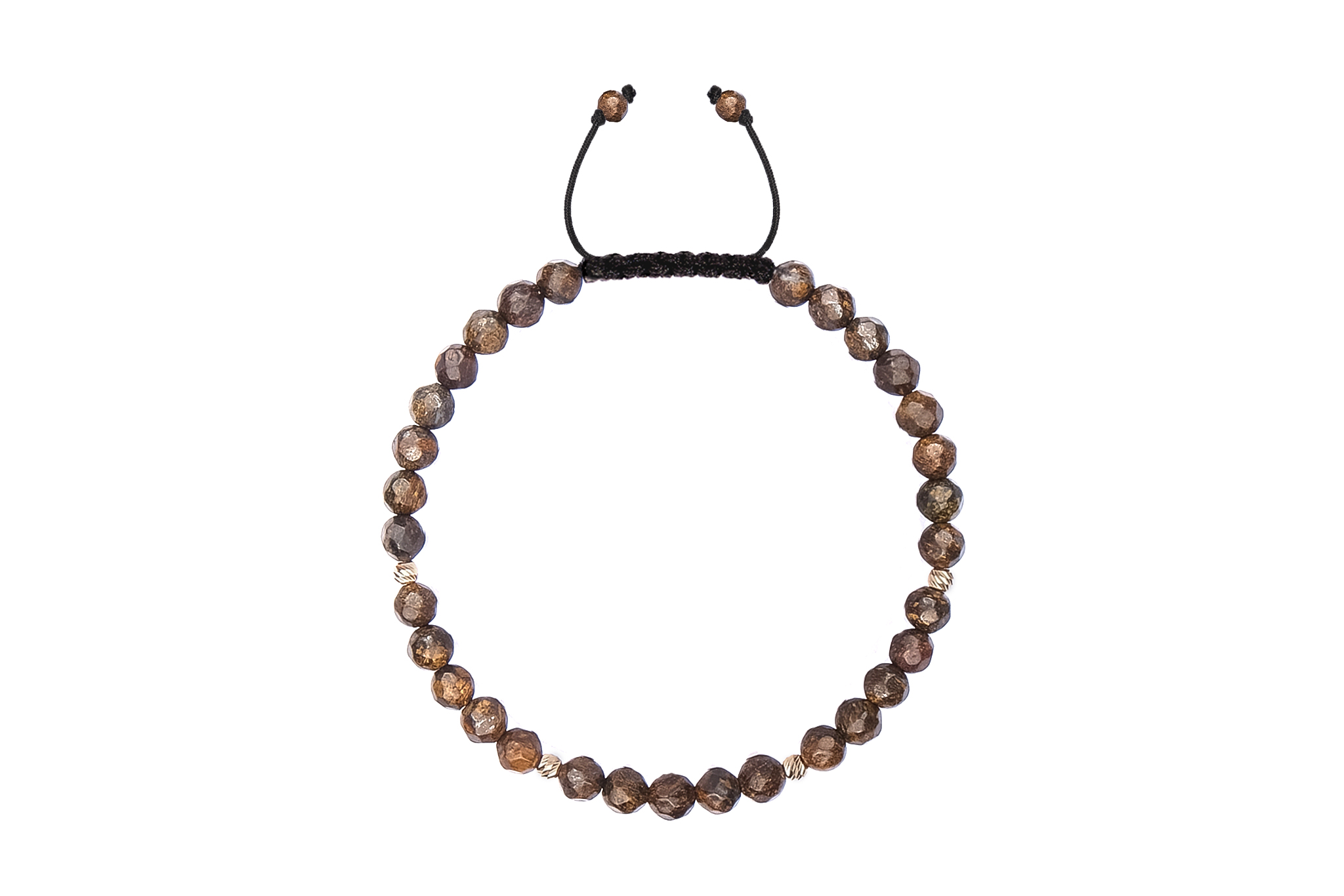 Bratara snur Pardo realizata cu Bronzit Maro si Sfere striate din Aur 585 de 14 Karate - imagine 3