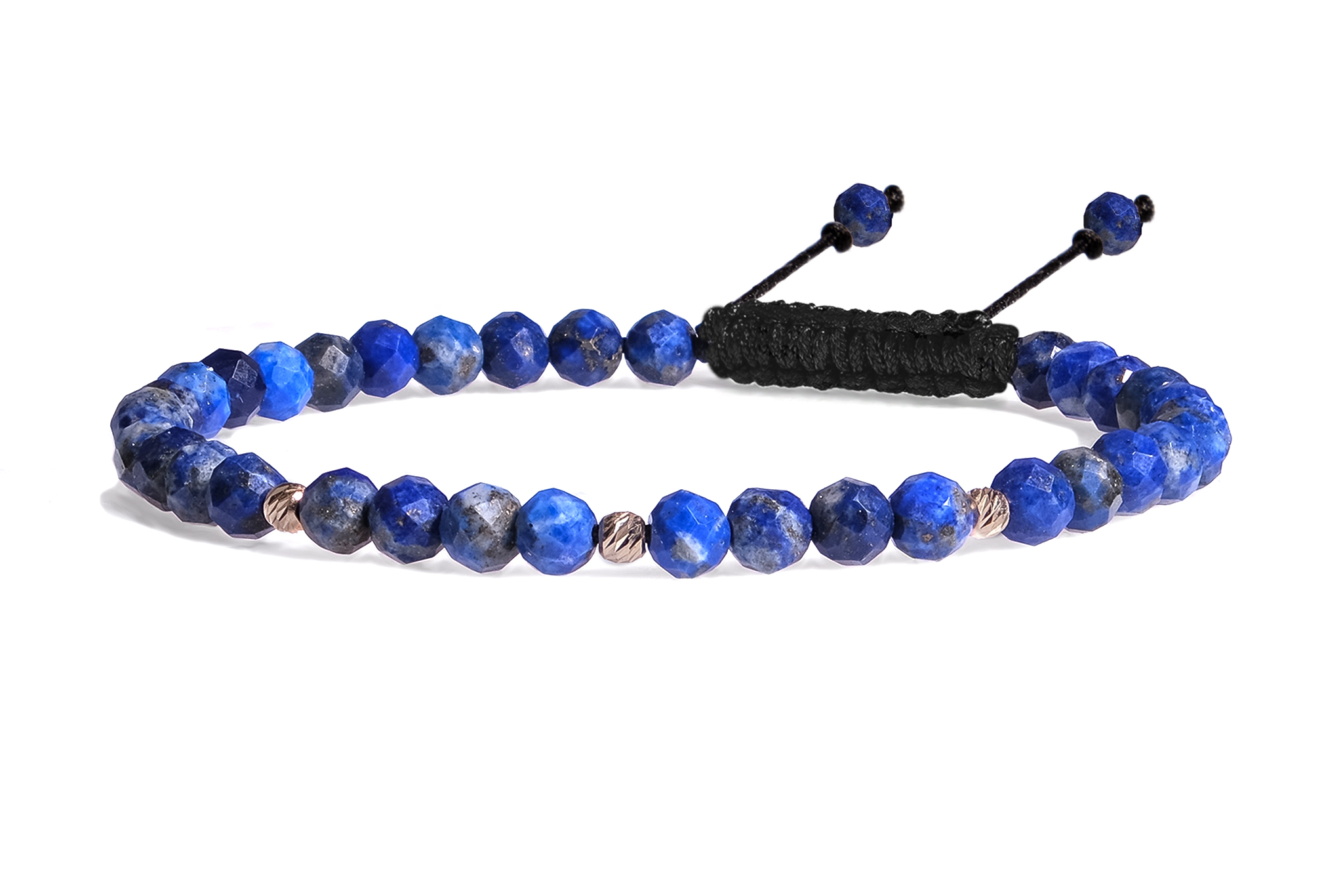 Bratara snur Pardo realizata cu Lapis Lazuli Albastru si Sfere striate din Aur 585 de 14 Karate - imagine 2