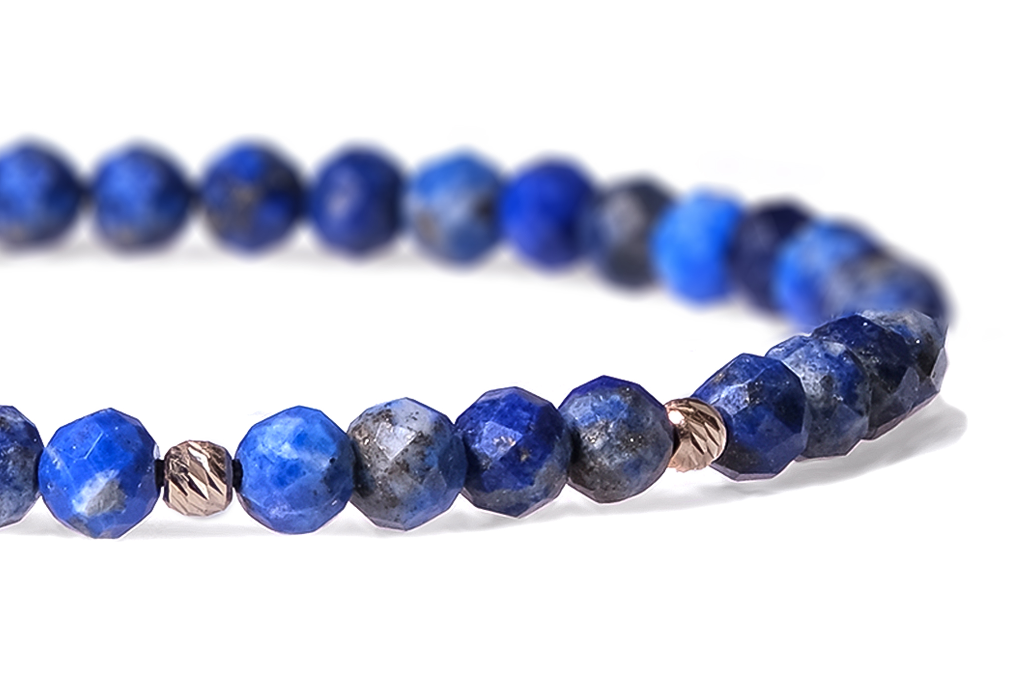 Bratara snur Pardo realizata cu Lapis Lazuli Albastru si Sfere striate din Aur 585 de 14 Karate - imagine 4