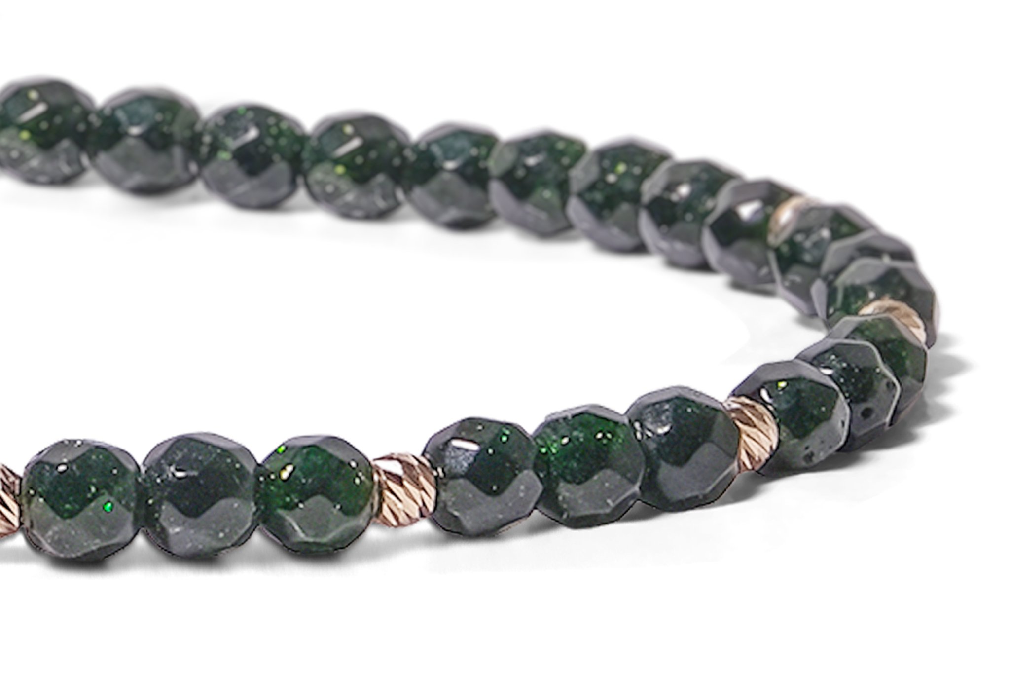 Bratara Pardo realizată cu Piatra Soarelui Verde 4 mm și bile de Aur 585 14K - imagine 4
