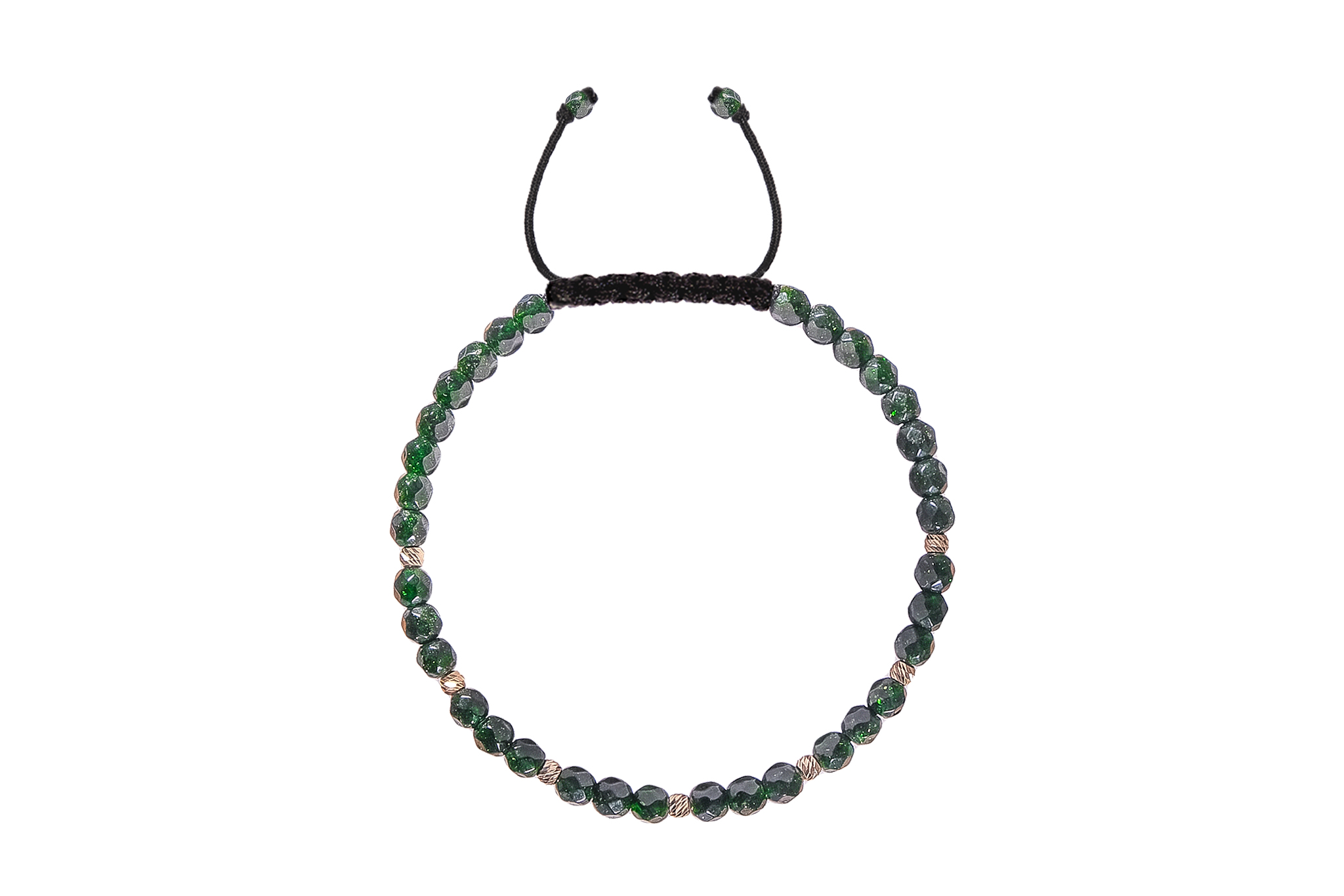 Bratara Pardo realizată cu Piatra Soarelui Verde 4 mm și bile de Aur 585 14K - imagine 3