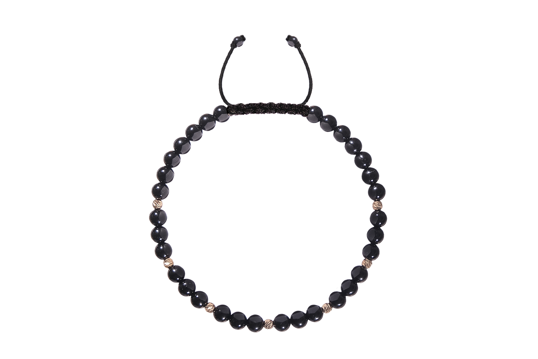 Bratara Pardo realizată cu Onix Lucios 4 mm și bile de Aur 585 14K - imagine 3