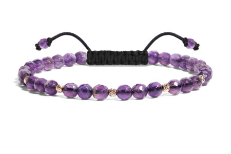 Brățară Pardo realizata cu Ametist și bile de aur 585 14K