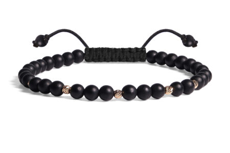 Bratara  Pardo realizată cu pietre semipretiose Onix Mat 4 mm și bile de Aur 585 14K