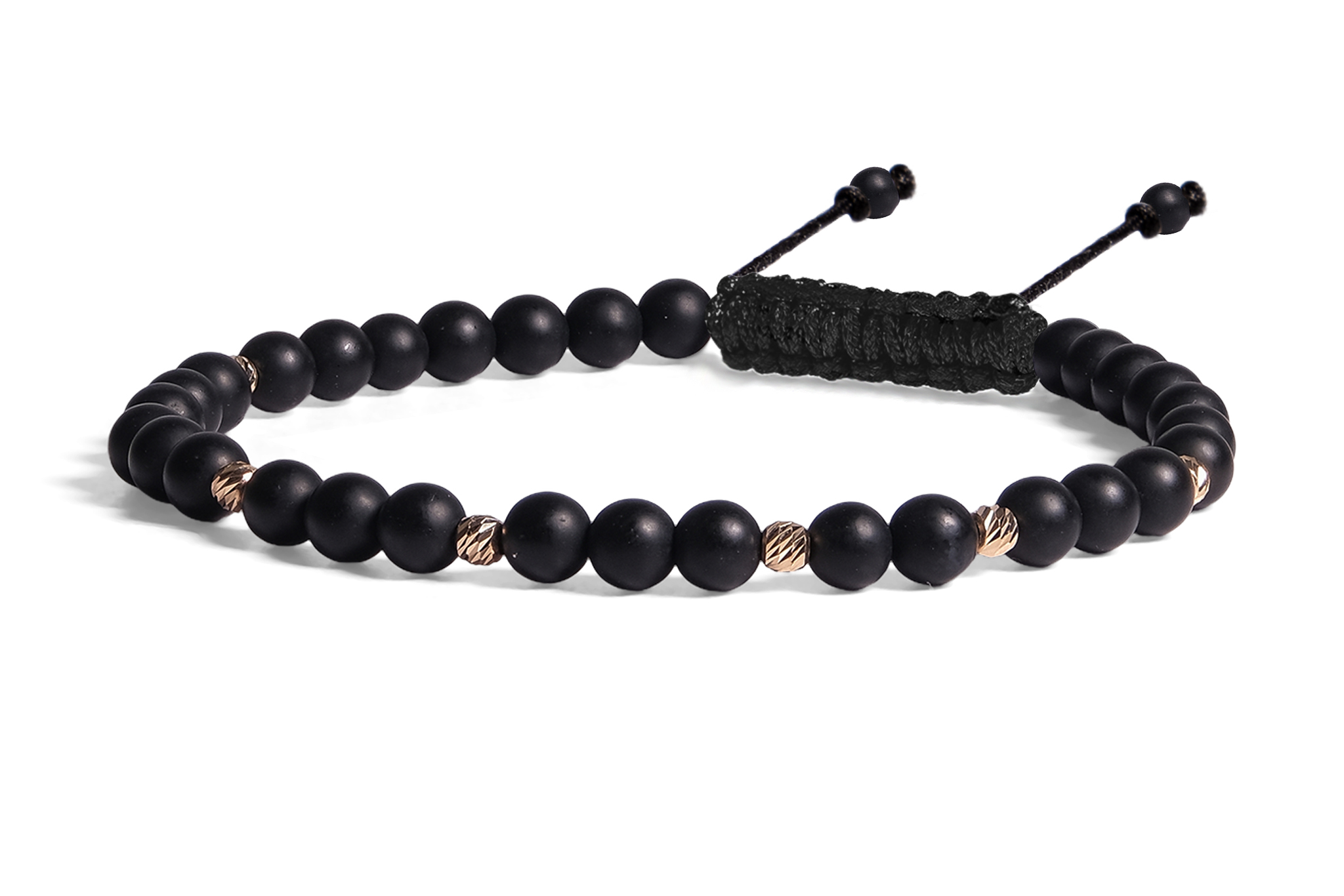 Bratara Pardo realizată cu pietre semipretiose Onix Mat 4 mm și bile de Aur 585 14K - imagine 2