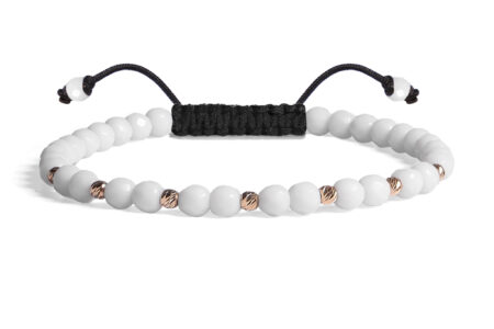Bratara Pardo realizata cu Onix Alb și bile de Aur 585 14K