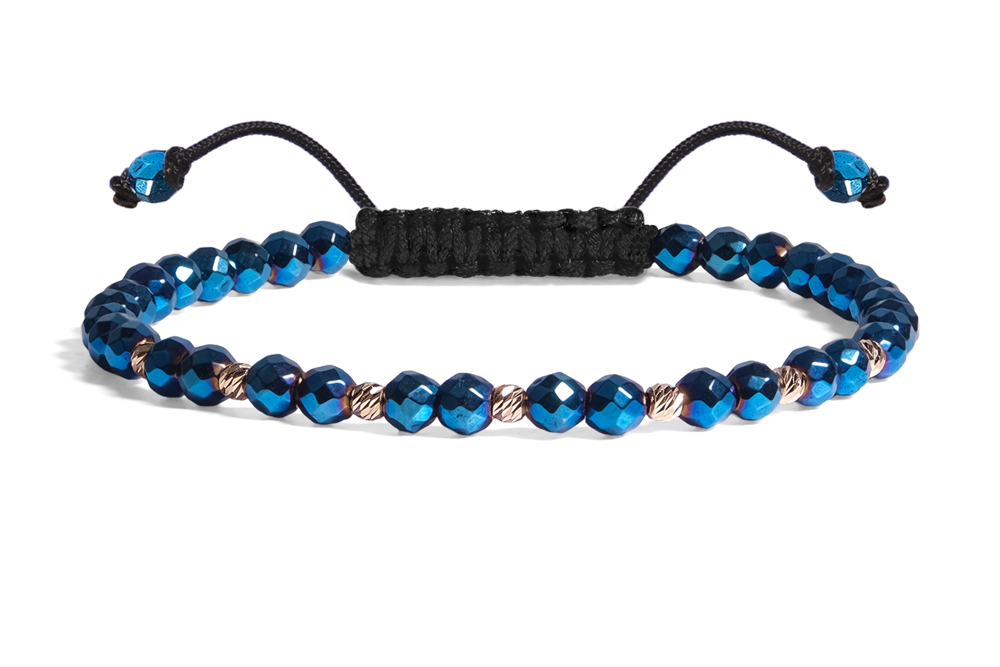 Bratara Pardo realizata cu Hematit Albastru și bile de Aur 585 14K