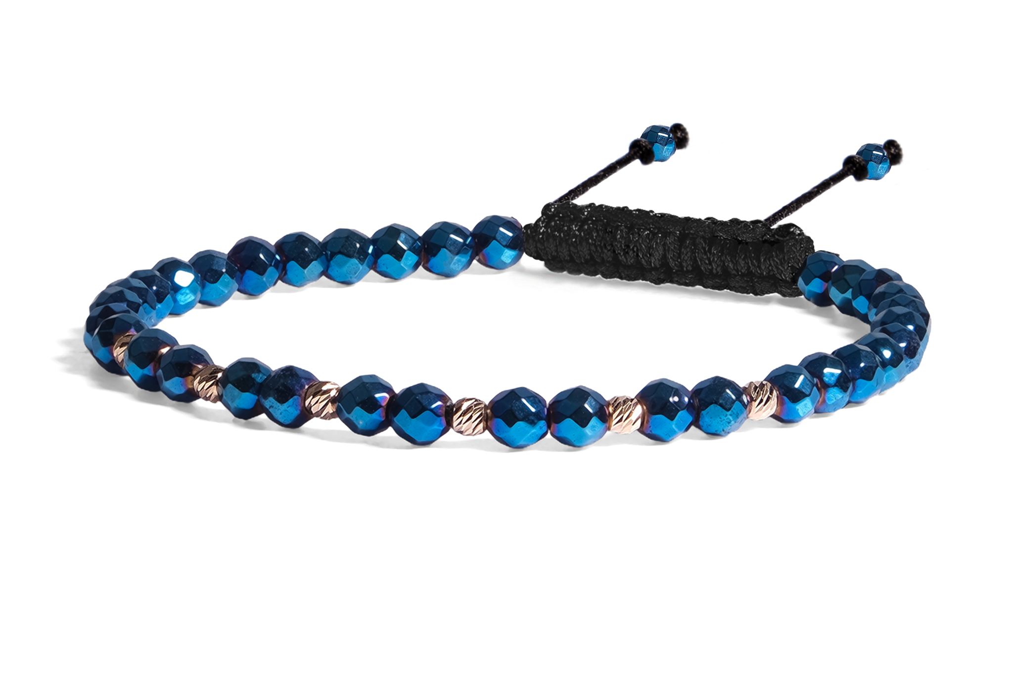 Bratara Pardo realizata cu Hematit Albastru și bile de Aur 585 14K - imagine 2