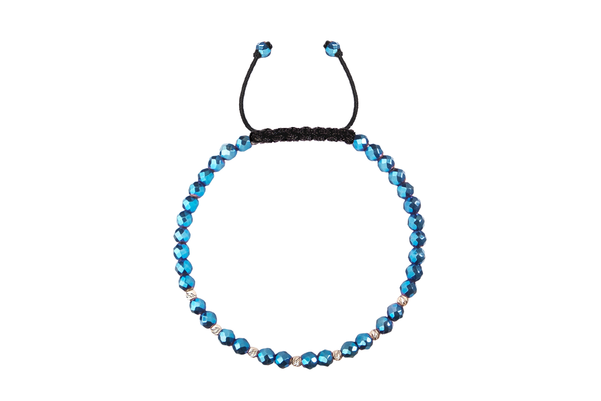 Bratara Pardo realizata cu Hematit Albastru și bile de Aur 585 14K - imagine 3