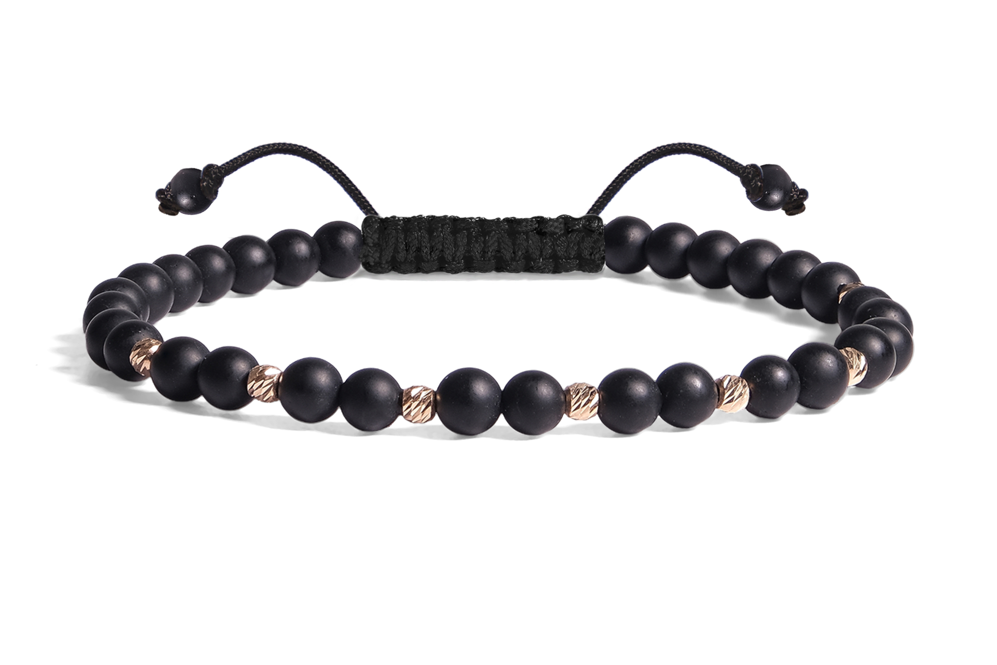 Bratara Pardo realizata cu pietre semipretioase Onix Mat și bile de Aur 585 14K