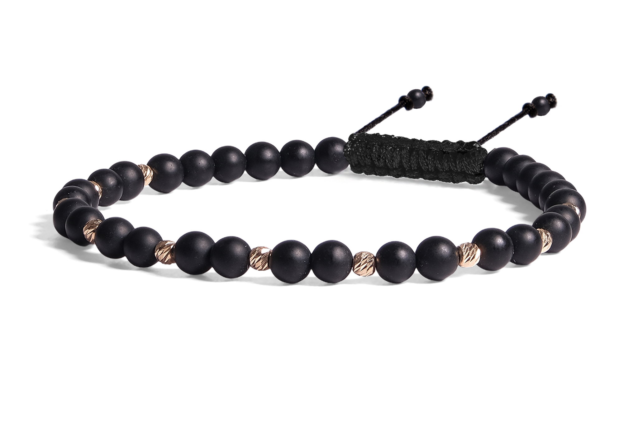 Bratara Pardo realizata cu pietre semipretioase Onix Mat și bile de Aur 585 14K - imagine 2