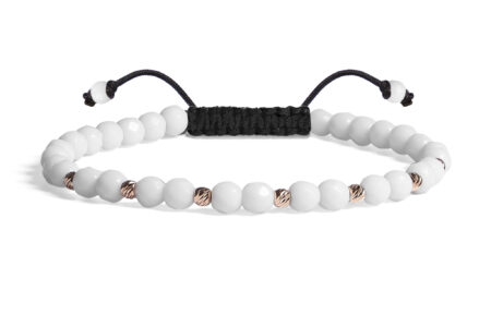 Bratara Pardo realizata cu Onix Alb și bile de Aur 585 14K