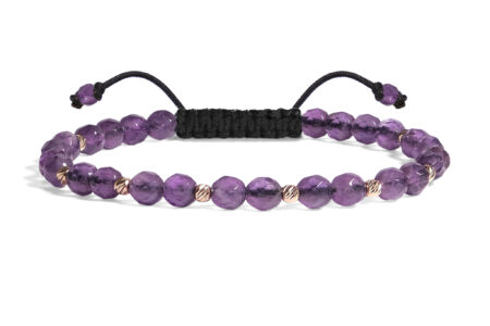 Bratara  Pardo realizata cu Ametist și bile de Aur 585 14K