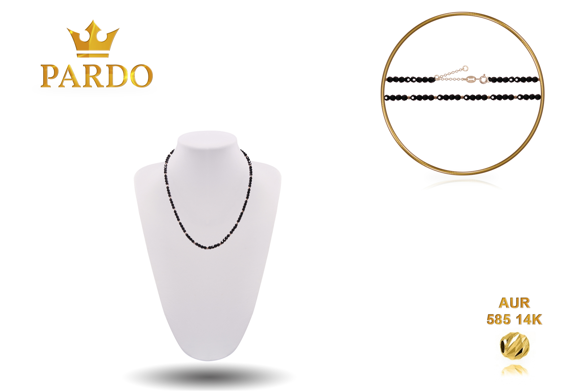 Colier Pardo realizat cu extensie lant si sfere din Aur 585 14 k si Cristale Preciosa - imagine 4