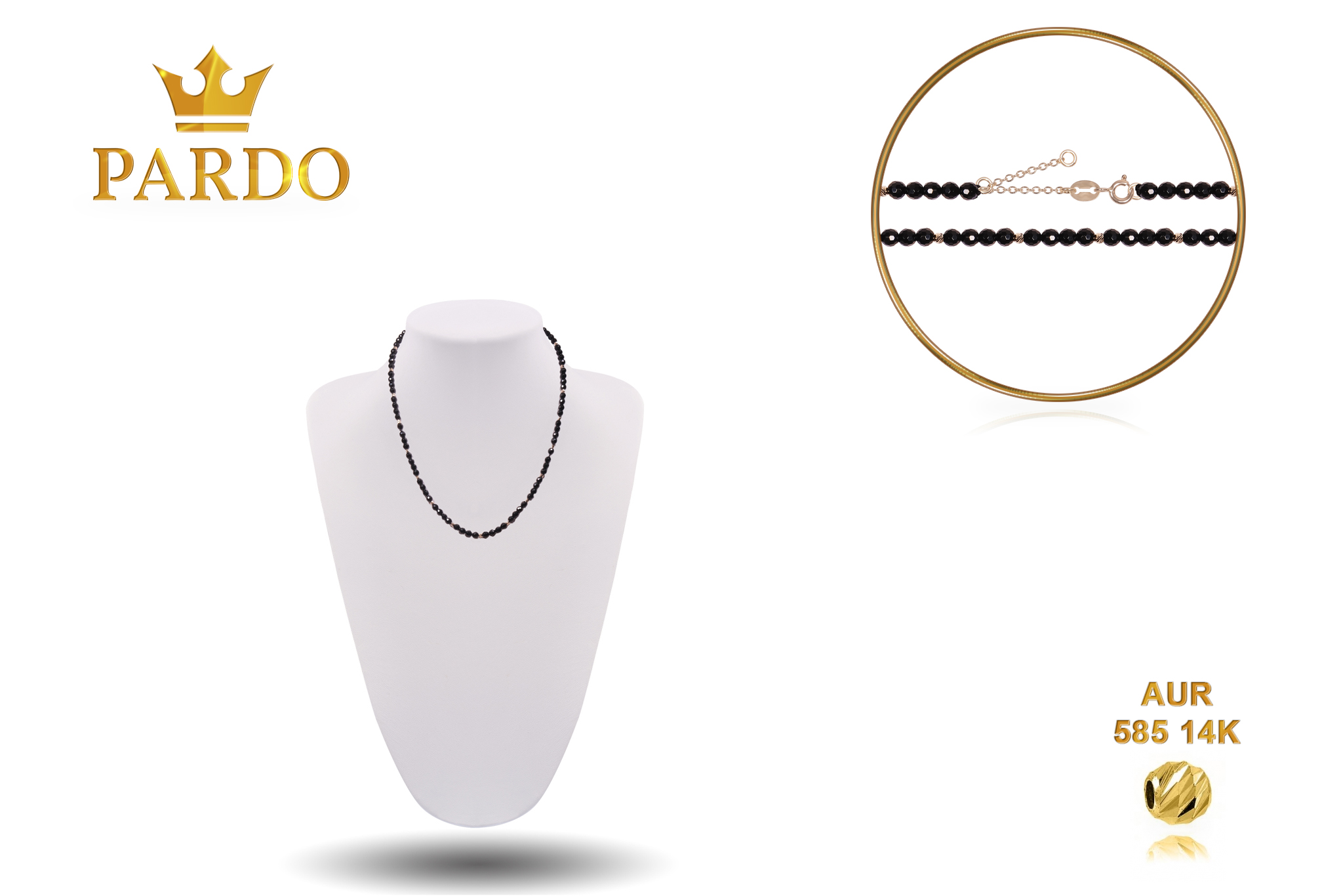 Colier Pardo realizat cu extensie lant si sfere din Aur 585 14 k si Onix Fatetat - imagine 4