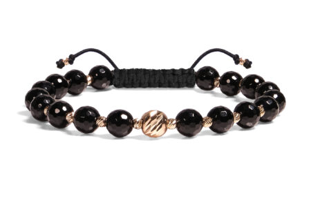 Bratara  Pardo realizata cu Onix Fatetat de 6 mm și bile de Aur 585 14K