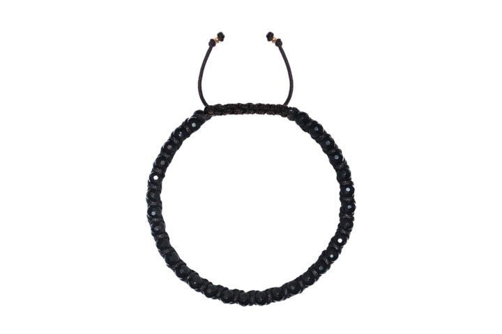 Brățară Pardo cu șnur împletit și Onix Negru Fațetat si bile de Aur 585 14 Karate - imagine 2