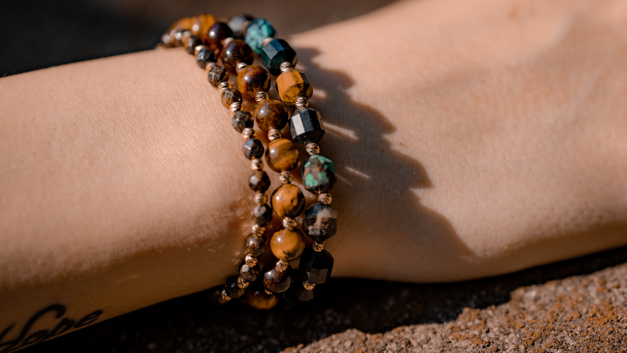 Brățară cu șnur Pardo realizată cu pietre semiprețioase Ochi de Tigru si bile de Aur 585 14K - imagine 7