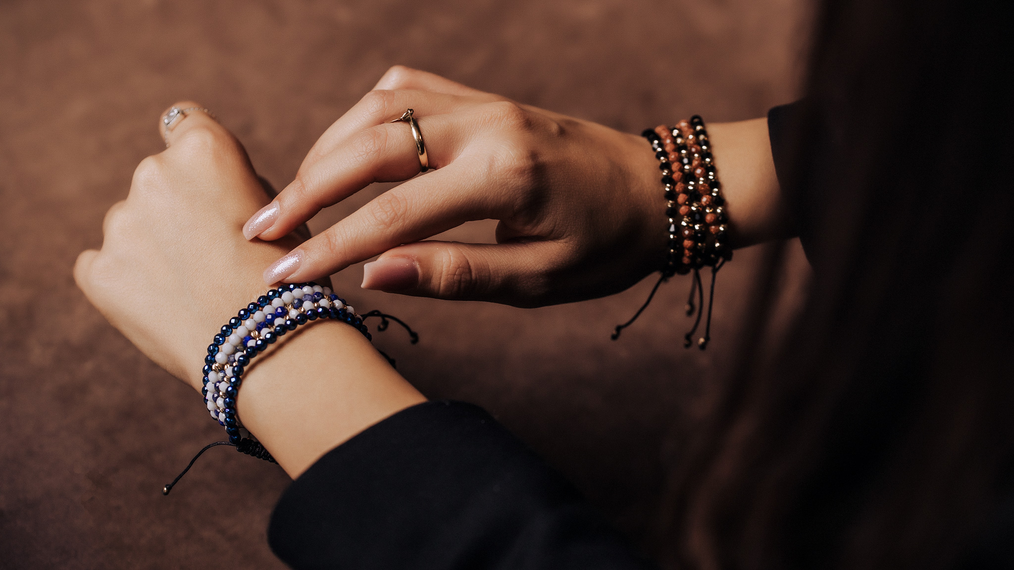 Bratara Pardo realizata cu Lapis Lazuli și bile de Aur 585 14K - imagine 8