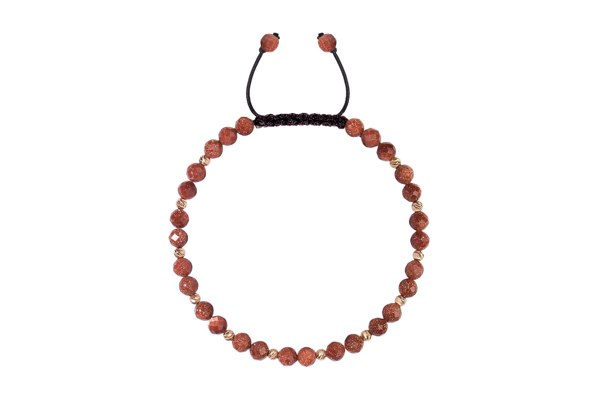 Bratara Snur Pardo realizata cu Piatra Soarelui Maro si bile de Aur 585 14 Karate - imagine 3