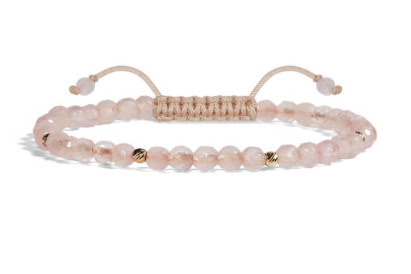 Bratara Pardo realizata cu Cuart Roz și sfere de Aur 585 14K
