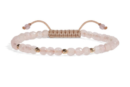 Bratara Pardo realizata cu Cuart Roz și sfere de Aur 585 14K